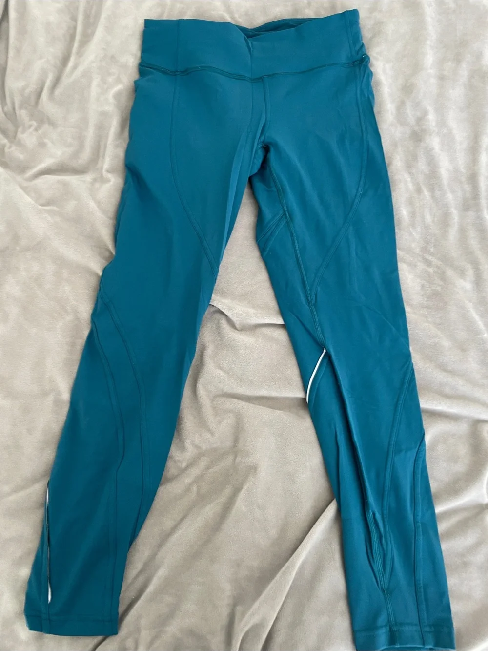 lululemon athletica Teal Athletic Leggings with White Accents